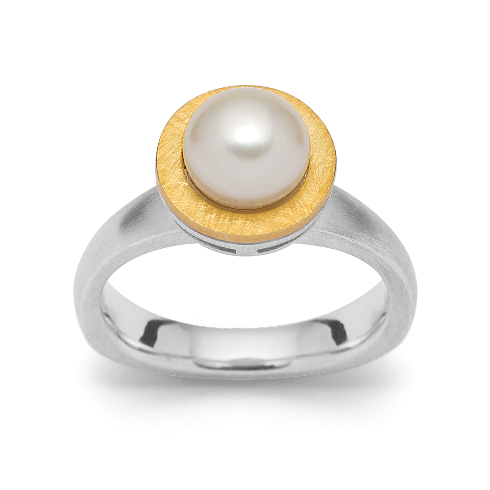 3690160 – 925/- Ring partly fg, rho. matt/brushed, pearl 2.66