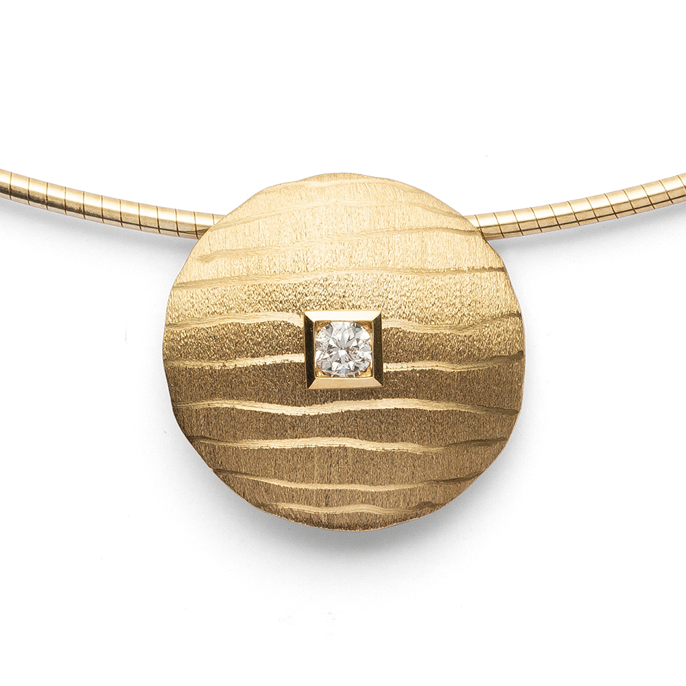 37855 – 750/- Pendant matte/brushed, br. 0.06ct W-SI