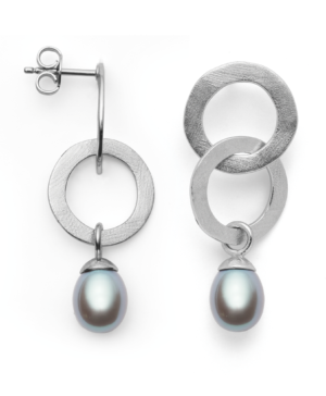 38401 – 925/- Earrings, rhodium-plated, cultured pearls grey 7.07