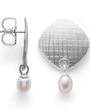 38731 – 925/- Earrings, rho. matte/brushed, pearls 3.32ct