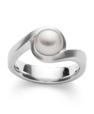 3902160 – 925/- Ring, matte rho., white cultured pearl 3.52ct