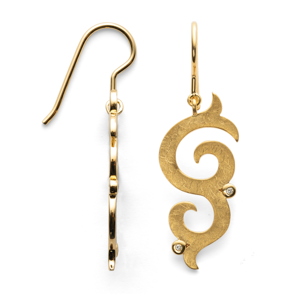 39090 – 925/- earrings, fg brushed/shiny dia. 0.02ct W-SI