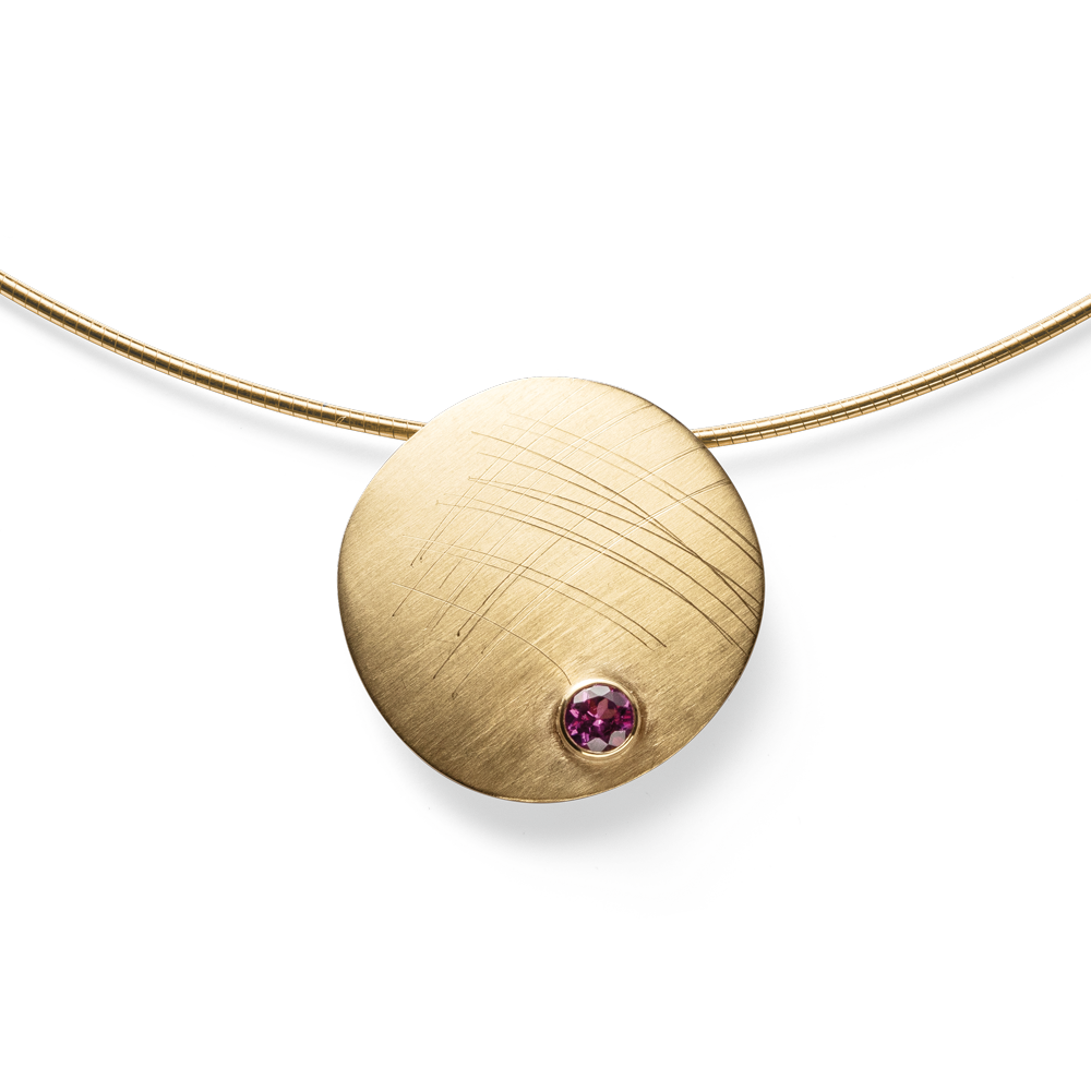 39185 – 750/- Pendant matte/brushed, rhodolite 0.35ct