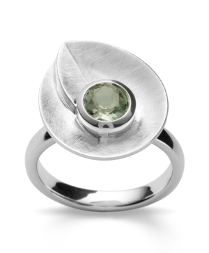 3961152 – 925/- Ring rho. brushed/shiny, green amethyst 0.65ct