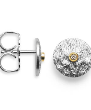 40200 – 925/- Earrings, partly fg satin br 0.02 ct W-SI