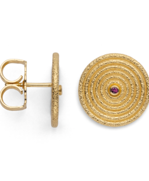 40970 – 925/- Earrings, matte/brushed fg, rhodolite 0.04ct