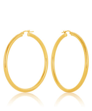 40OBC51-99 375/- 9Y Round 3mm Plain Tube Hoop Earrings 40mm Diameter