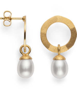 41020 – 925/- Earrings, matte/brushed fg, pearl 6.46ct