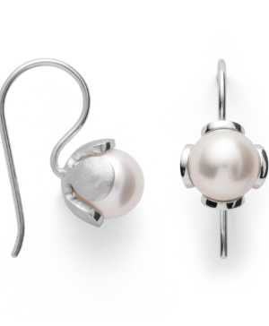 41711 – 925/- earring, matte rho. white cultured pearl 5.10ct