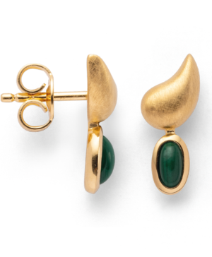41990 – 925/- Earrings, fg brushed/shiny, malachite 0.51ct