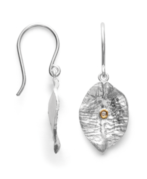 42160 – 925/- earrings, partly colored satin matte br 0.02ct W-SI
