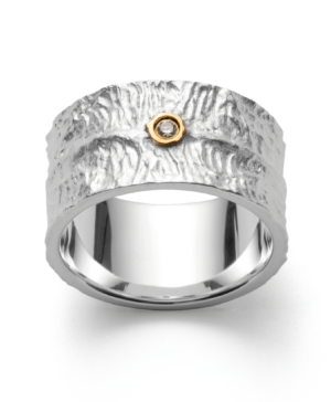 4217156 – 925/- ring, partially over, rho. satin 0.03ct W-SI
