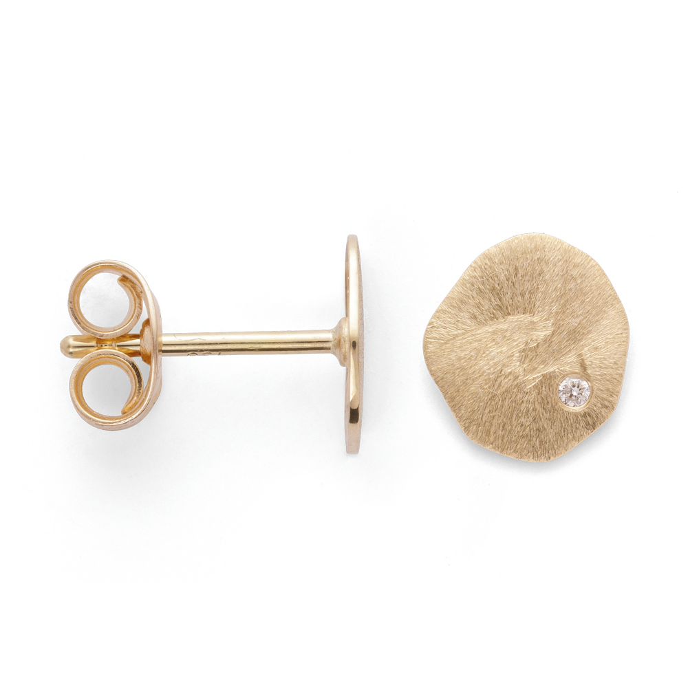 42455 – 750/- Stud earrings matte/brushed, br 0.02ct W-SI