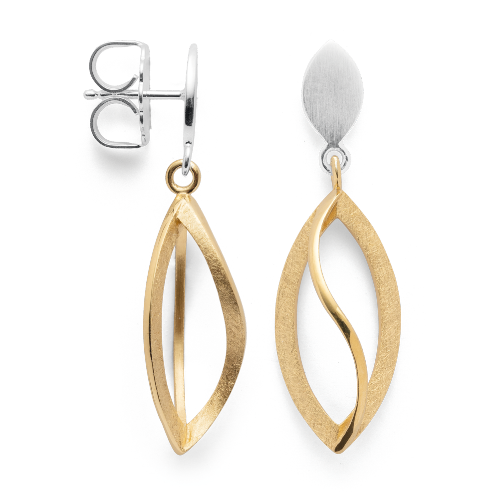 42691 – 925/- Earrings, partly fg, rho. matt/brushed matt