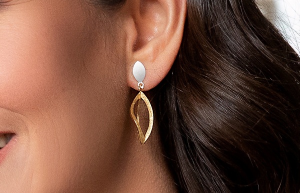 42691 – 925/- Earrings, partly fg, rho. matt/brushed matt - Image 2