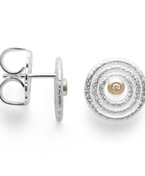 43010 – 925/- Earrings, fg 14K matte/brushed 0.02ct