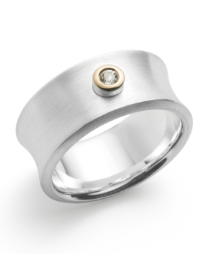 4305152 – 925/- Ring, 14K gold, rho. matt, white topaz 0.08ct