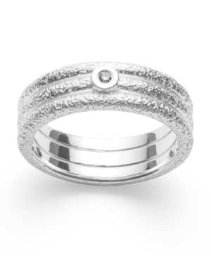 4311154 – 925/- Ring, rho. matte/brushed, white topaz 0.02ct