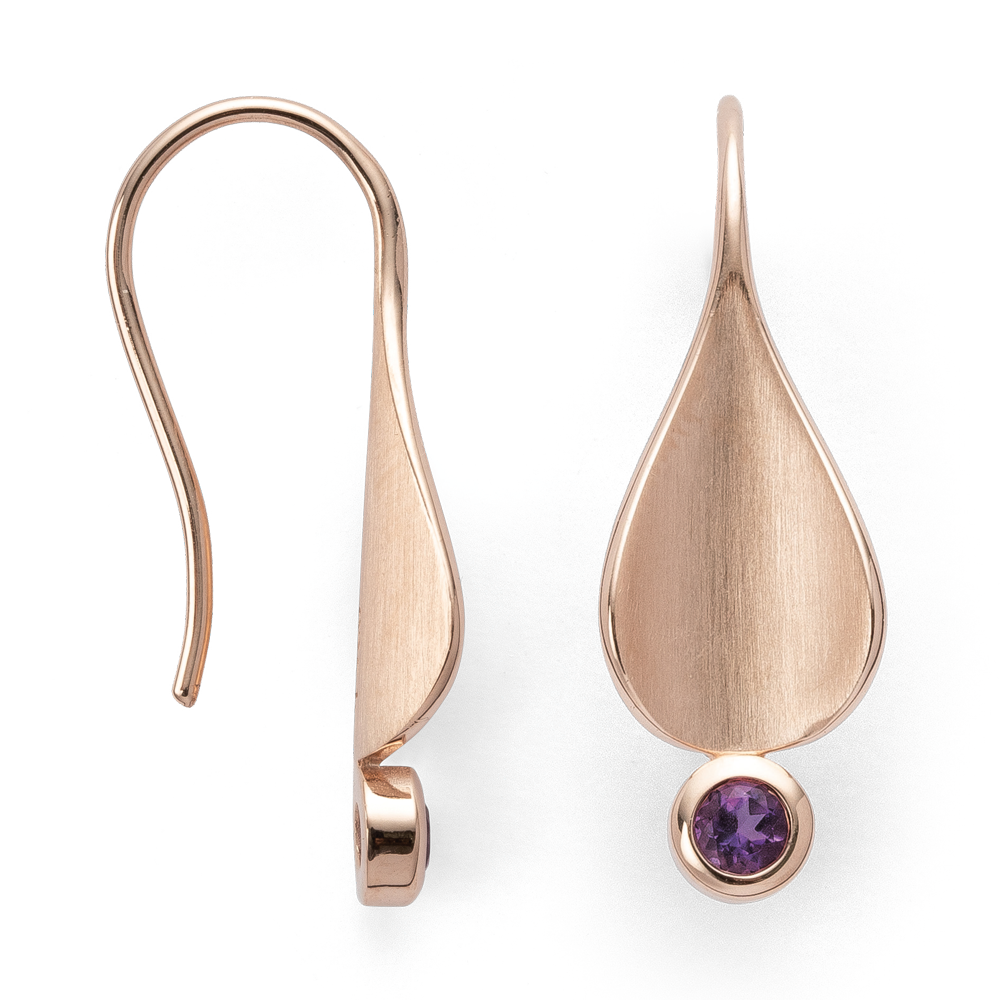 43250 – 925/- earring, pink fg matte/shiny, amethyst 0.19ct