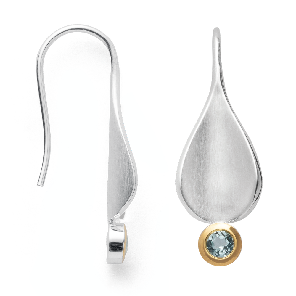 43280 – 925/- earring partly fg matte/shiny blue topaz 0.25