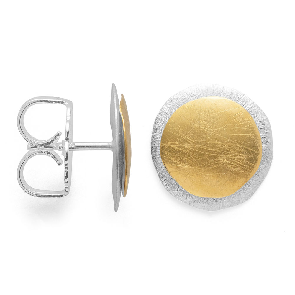 43380 – 925/- Earrings, partly gold, matte/brushed