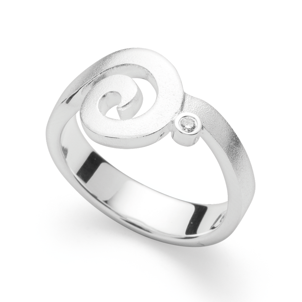 4362156 – 925/- ring, rho. sandblasted, brilliant 0.02ct W-SI