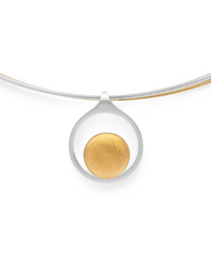 43911 – 925/- Pendant, partly gold, rho. matt/brushed