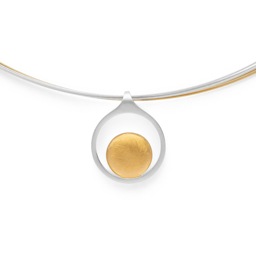 43911 – 925/- Pendant, partly gold, rho. matt/brushed