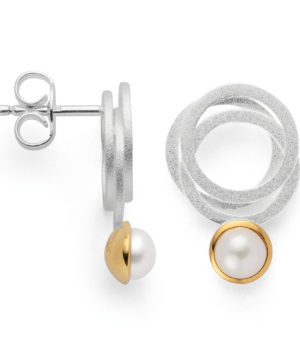 43950 – 925/- Earrings, partly matte/shiny, cultured pearl