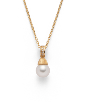 44535 – 750/- Pendant sandblasted, br 0.013 ct W-SI k-pearl