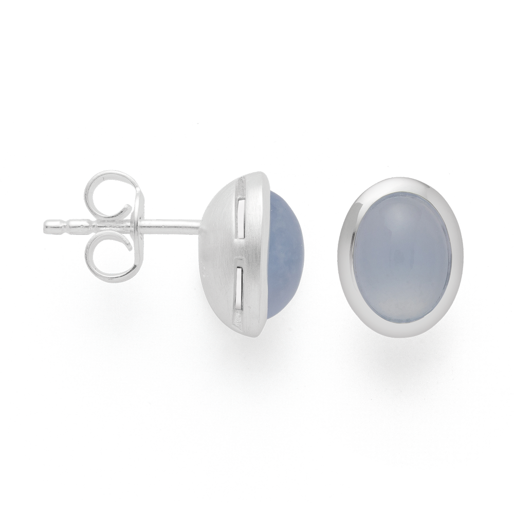 45021 – 925/- Earrings, rho. matte/shiny, chalcedony 2.39 ct