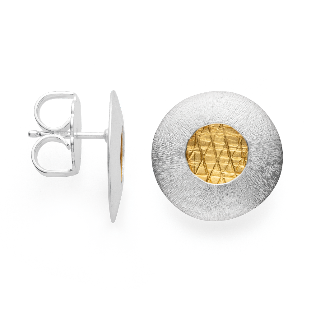 45181 – 925/- Earrings, partly fg, rho., brushed