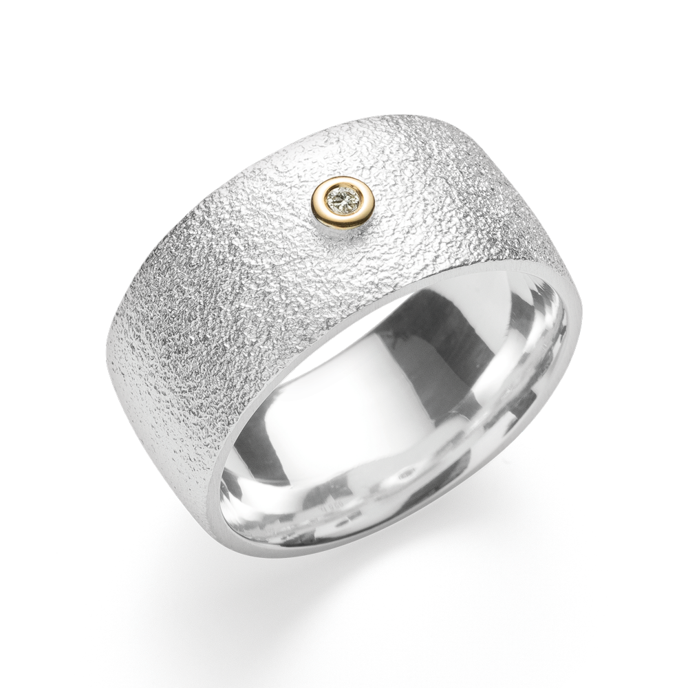 4524156 – 925/- Ring, fg rho., textured/shiny, 0.02ct