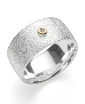 4524052 – 925/- Ring, fg textured/shiny, 0.02ct W-SI