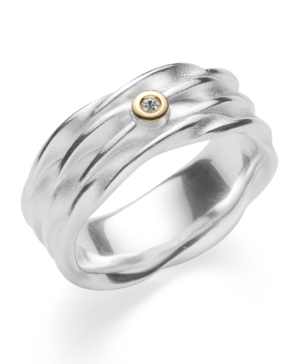 4530152 – 925/- Ring, fg, rho., textured/shiny, 0.015ct