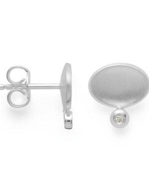 45321 – 925/- Earrings, rho. matte/shiny, br 0.02ct W-SI