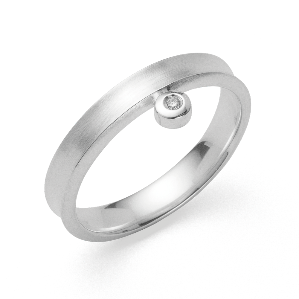 4533156 – 925/- Ring, matte rho., brilliant 0.015ct W-SI