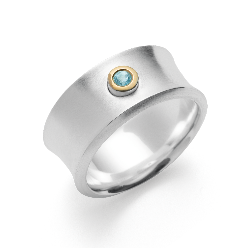 4538054 – 925/- Ring, fg 18K matt/glossy, blue topaz 0.08ct