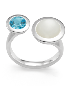 4594058 – 925/- ring matt/pol., blue topaz, moonstone