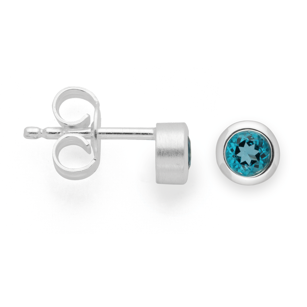 46040 – 925/- Earrings matte/polished, blue topaz 0.28ct