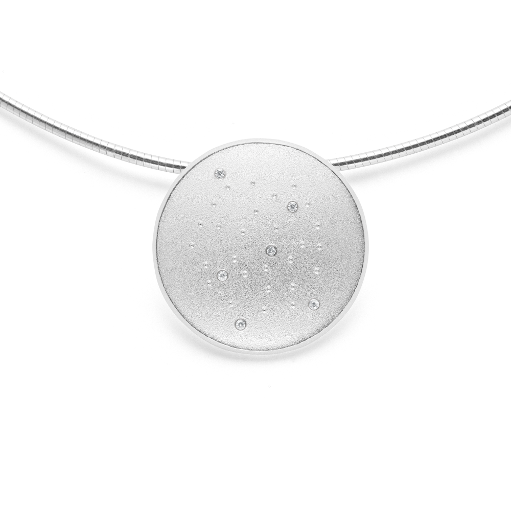 46151 – 925/- Pendant, rho. sandblasted, dia.0.03ct W-SI