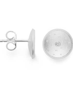 46161 – 925/- Earrings, rho. sandblasted, br 0.02ct W-SI