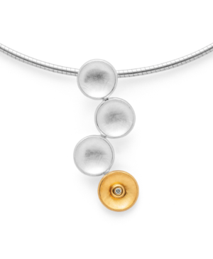 46201 – 925/- Pendant, partly gold, rho. brushed/shiny, 0.02