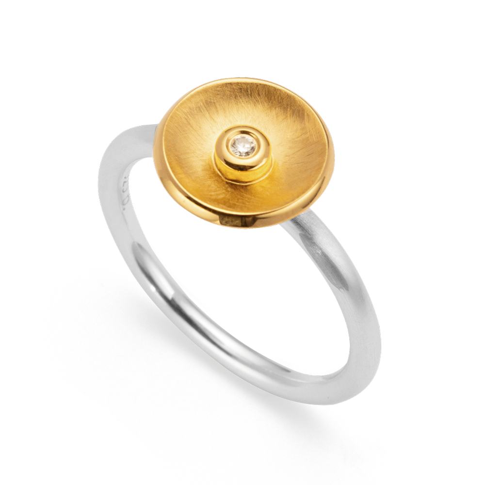 4622060 – 925/- Ring, partly cf. brushed/shiny, 0.02ct