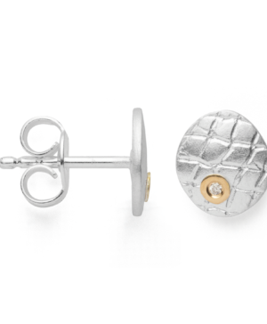 46251 – 925/- Earrings, fg matt rho. textured, 0.01ct