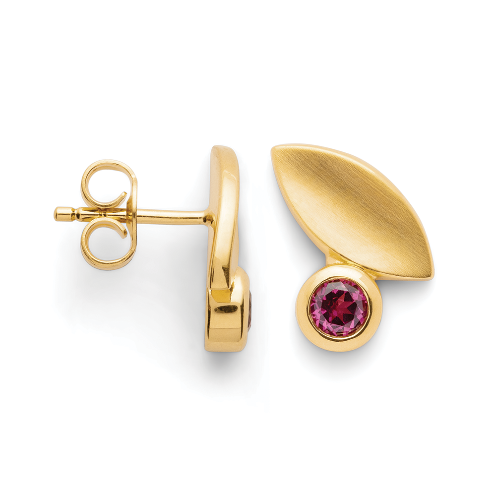 46870 – 925/- earrings, fg., matte, rhodolite 0.40ct