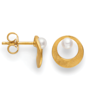 46940 – 925/earrings, gold-plated, matte, fresh pearl 0.56ct