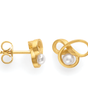 47020 – 925/earrings, gold-plated, matte, freshwater pearl 0.37ct