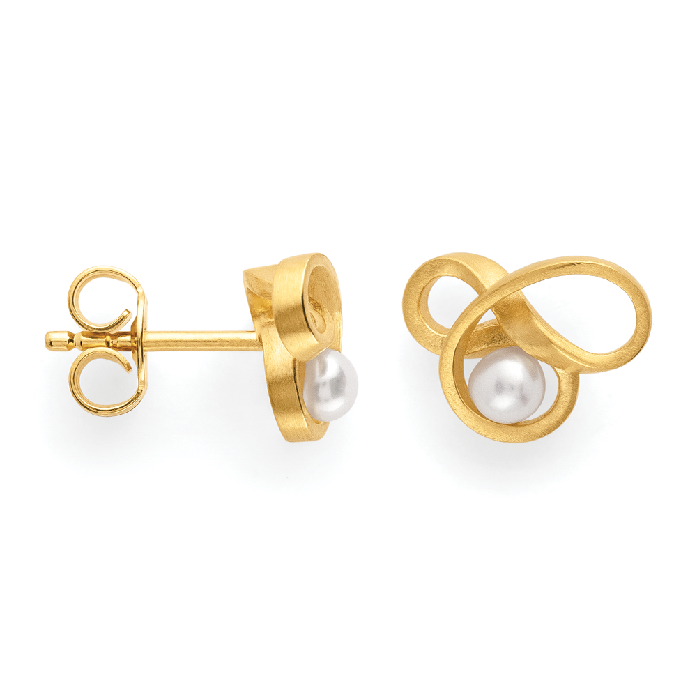 47020 – 925/earrings, gold-plated, matte, freshwater pearl 0.37ct