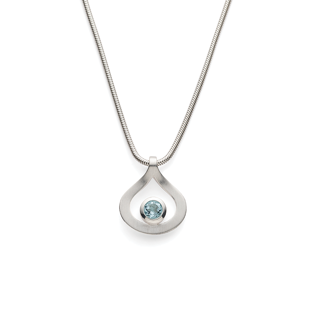 47131 – 925/-pendant, rhodium-plated, matte, blue topaz 0.36ct